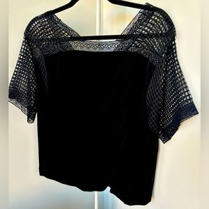 sandro crepe lace top / size 1 (S) / black